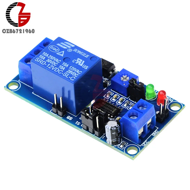 DC 12V Time Relay Module Normal Open Time Delay Relay Timing Timer Relay Control Switch Adjustable Potentiometer LED Indicator