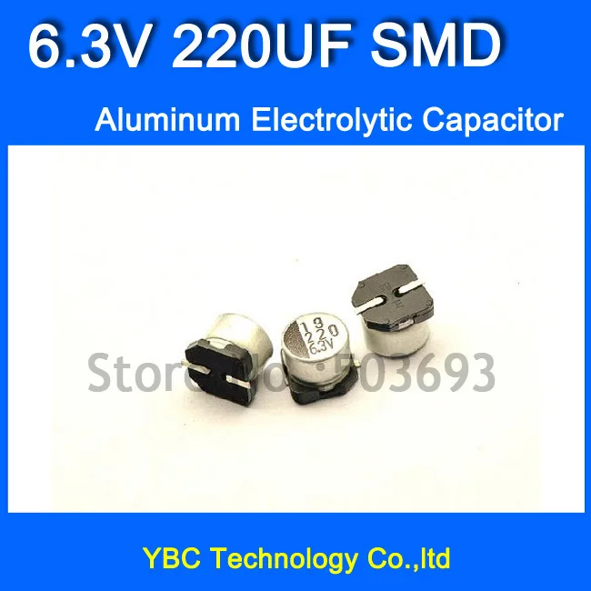 

Free Shipping 100pcs/lot 6.3V 220UF SMD Aluminum Electrolytic Capacitor 6*5MM