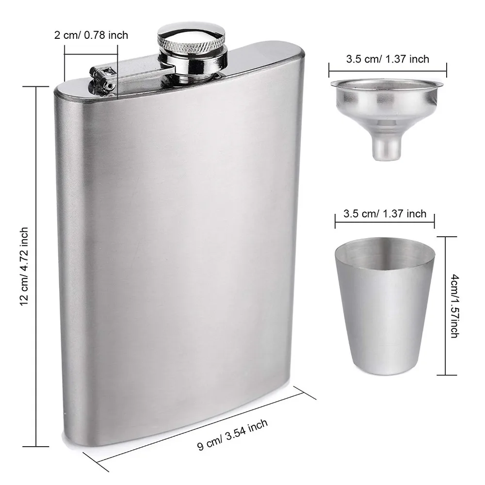 LMETJMA 7oz Hip Flask Set Stainless Steel Hip Flask With Funnel Drinking Cup Portable Hip Flask for Whiskey Liquor Wine KC0138