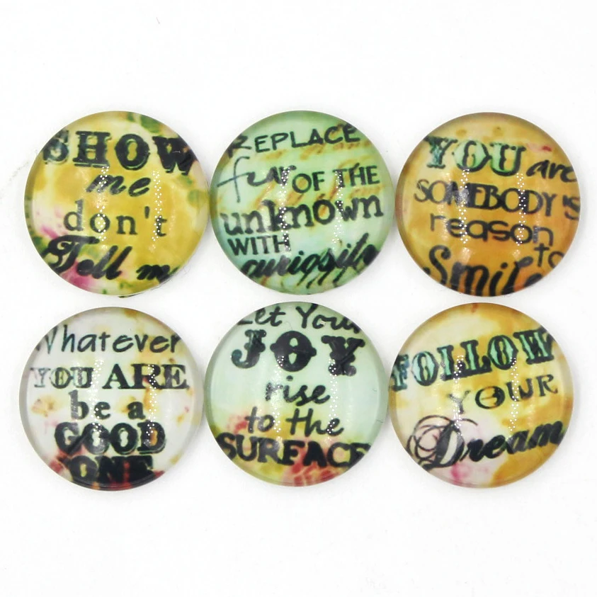 

24pcs DIY Snap Jewelry 18mm Cabochon JOY Printed Glass Letter Message Buttons for Interchangeable Snap Earrings Bracelet Jewelry