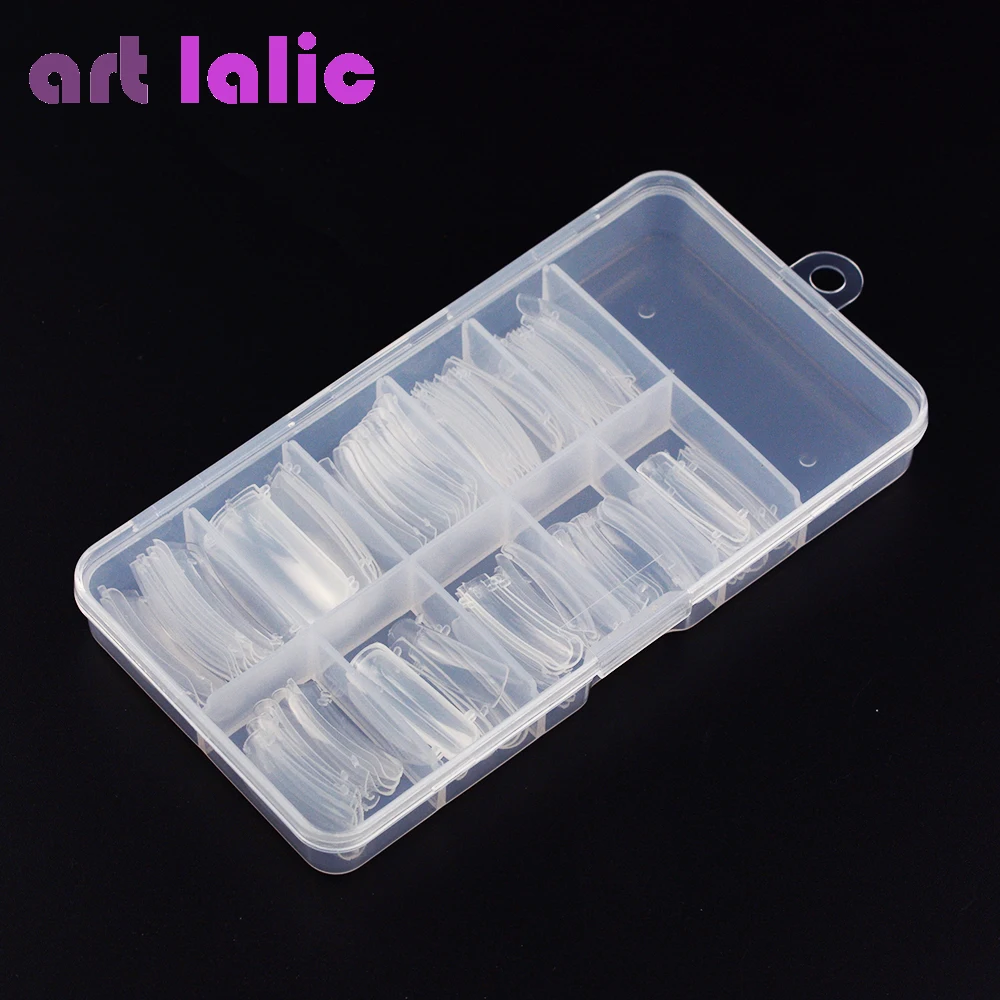 100Pcs Dual-Form Finger UV Gel Nail Extensions Stiletto Upper Forms Quick Building Acrylic Fake Nail Art Decoration Mold