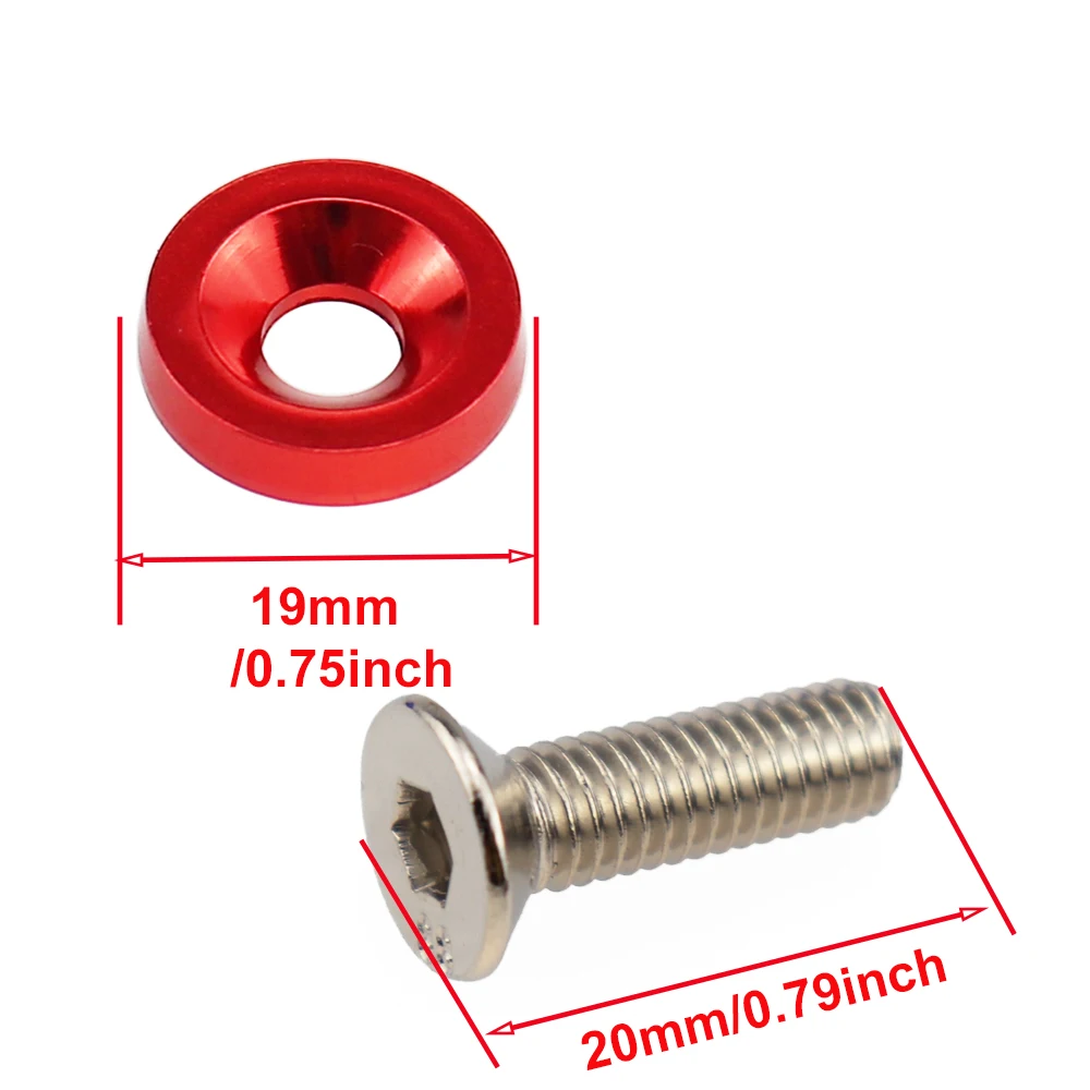 10pcs/set JDM Style Washer Nut License Plate Bolts Fender Flare Stickers M6x20 Universal Auto Car Styling Tuning Modification