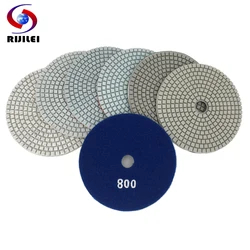 RIJILEI 7PCS/Set 5inch White Diamond Polishing Pad 125mm Wet polishing pads for Stone concrete floor polishing tool HC15