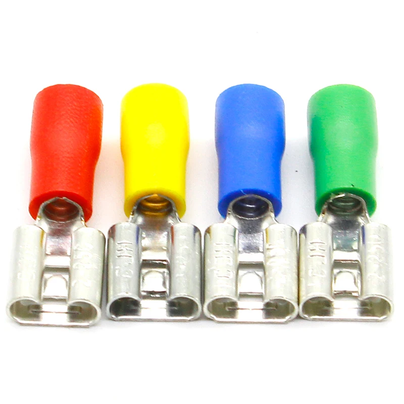 FDD2-250 Female Insulated Electrical Crimp Terminal for 16-14 AWG Connectors Cable Wire Connector 100PCS/Pack FDD2-250 FDD