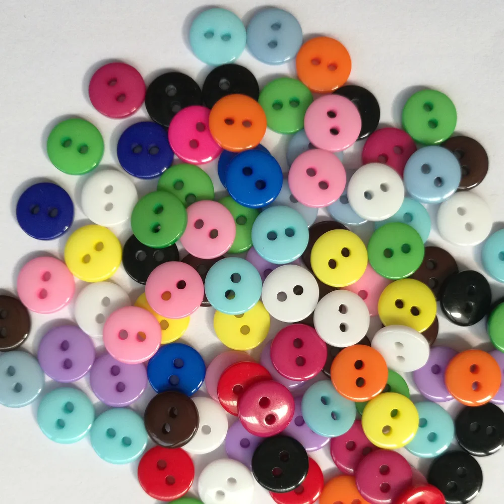 100Pcs Lots Candy Color Resin Sewing 2 Holes Buttons Scrapbooking Embellishment Decorative Buttons 9mm 10mm 15mm