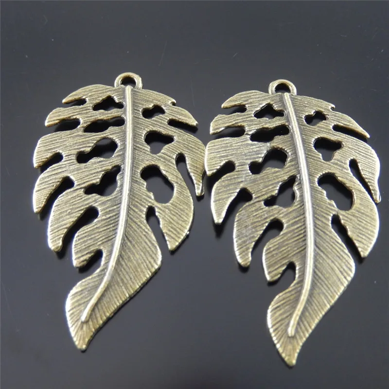 10pcs/lot Necklace pendant Charms Retro Style Bronze Tone Alloy Leaf Pendant Leaves Charm Jewelry Accessories  42*26mm AU32449