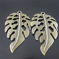 10pcs/lot Necklace pendant Charms Retro Style Bronze Tone Alloy Leaf Pendant Leaves Charm Jewelry Accessories 42*26mm AU32449