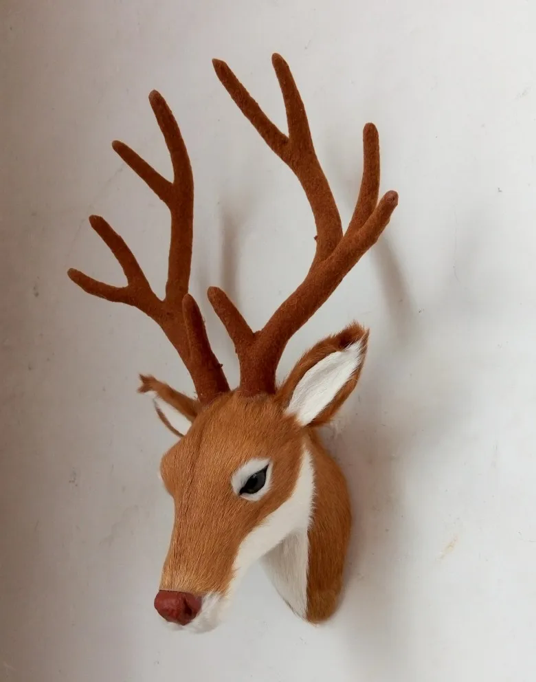 Über 26x17cm simulation deer kopf spielzeug sikawild kopf modell wand anhänger hause dekoration geschenk t138