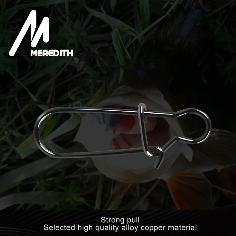 Meredith-Anzuelos de acero inoxidable, herramientas de enganche para pesca, pinzas de cierre rápido, anillos sólidos giratorios de seguridad