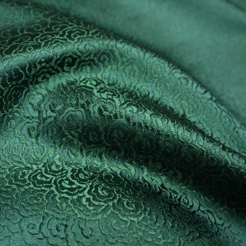 New dark green clouds style damask silk satin brocade jacquard fabric costume upholstery furniture curtain clothing material