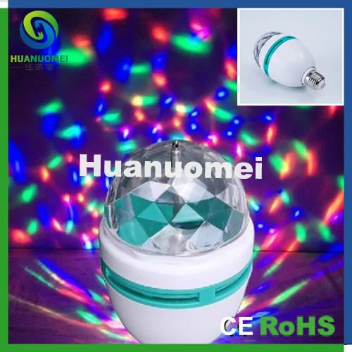 Colorful led bulb E27 3W crystal led auto rotating light RGB led bulb lamp ,AC 220V, Long life, Low heat