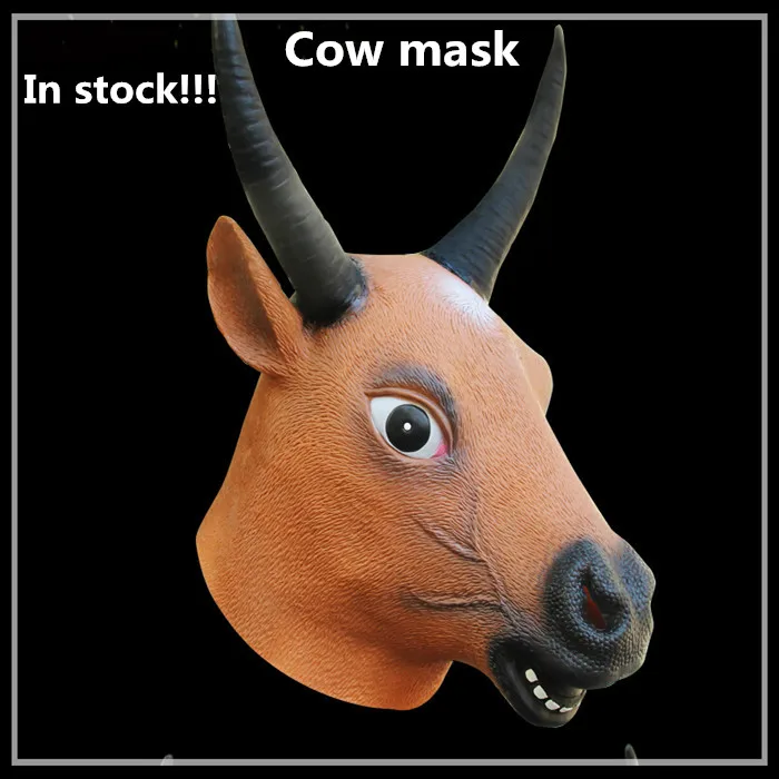 

2016 Free shipping Newest Animal Cow Head Mask Halloween tauren Face mask Party Cosplay Bull Head Mask Full Head Funny Mask