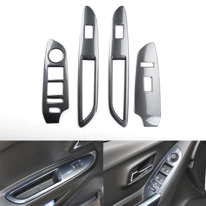 Carbon Fiber Style Car Armrest Window Lift Switch Panel Cover Frame Stickers For Chevrolet Trax 2014 2015 2016 2017 Car Styling