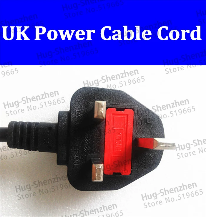 China wholesale 1.8M UK power cord cable 1.0mm2 with fuse -1pcs