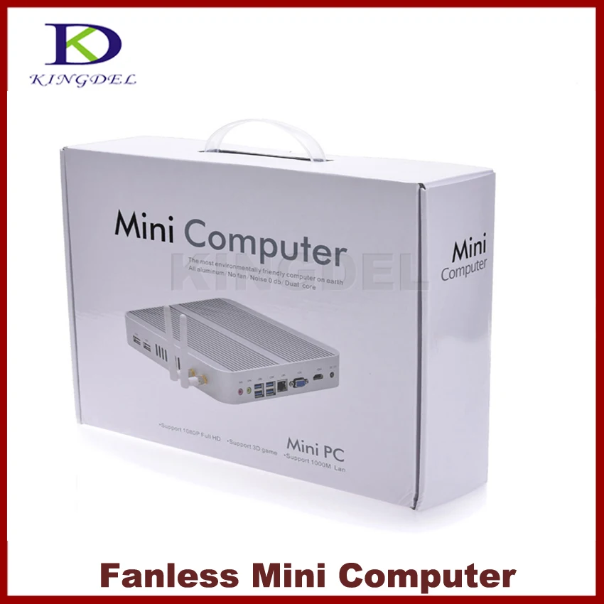 Tanpa Kipas PC Mini Intel Generasi Ke-5 Core I7 5500U 5600U Komputer Mini Windows 10 4K HD HTPC Box PC 2 * HDMI 2 * LAN PC Desktop Mini