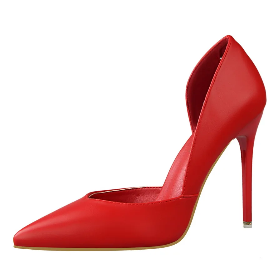 BIGTREE New Fashion Simple Sexy Nightclubs Show Thin Women's Shoes Thin Heels Ultra-high Heels Shallow Tip Hollow Single Shoes view 6