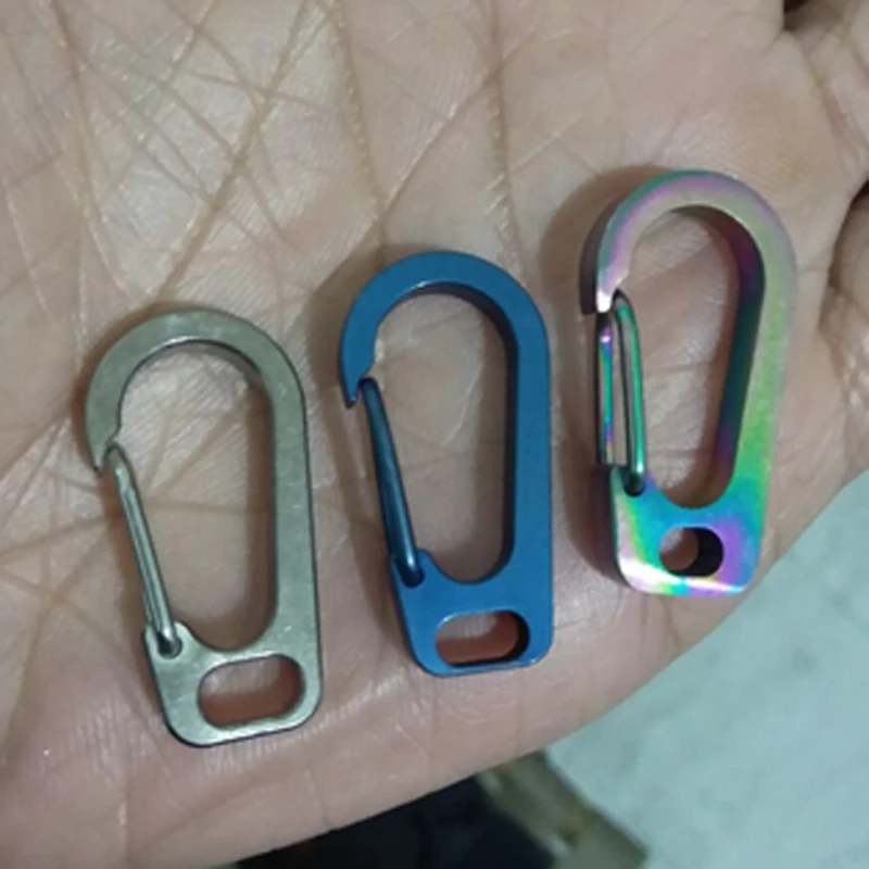 10PCS EDC Titanium Alloy TC4 Keyring Carabiner Multi-functional Organize Spring Buckle Hanging Key Holder FW204