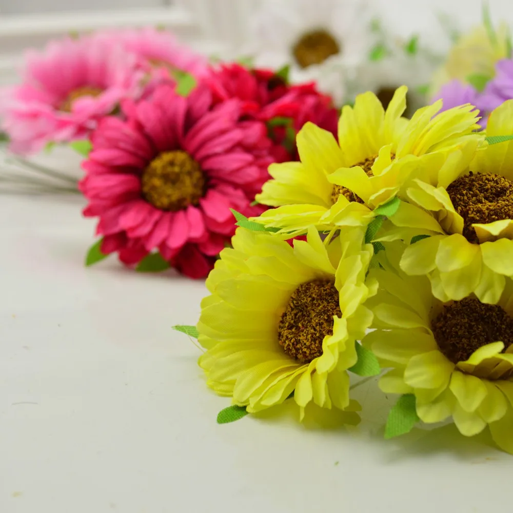 6Pcs Artificial Flowers Handmade Gerbera Fashion Home Garden Bride DIY Gift Wreath Material Wedding Banquet Decoration Christmas