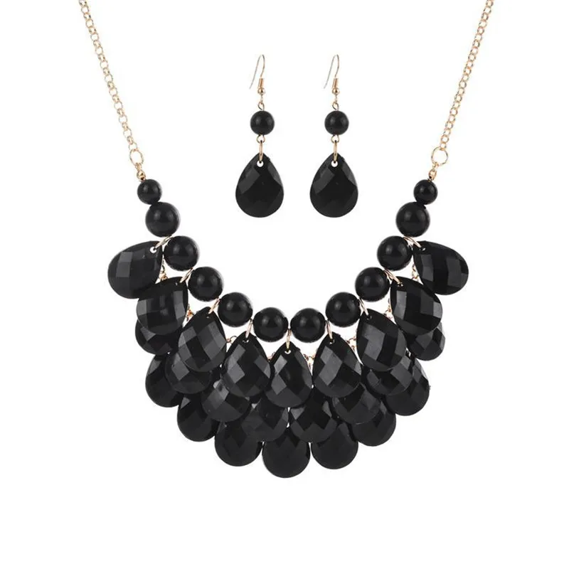 Star Beads Drop Elegant Jewelry Set Bib Choker Necklace With Drop Earring Woman Accessories2021 New Wholesale Price SALE