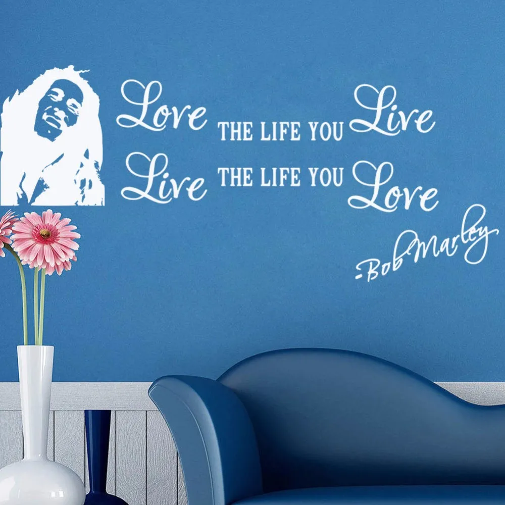 Removable Bob Marley Quotes Wall Stickers For Bathoom Living Rooms Poster Decoration Decals WallPapers House Home Decor Mural