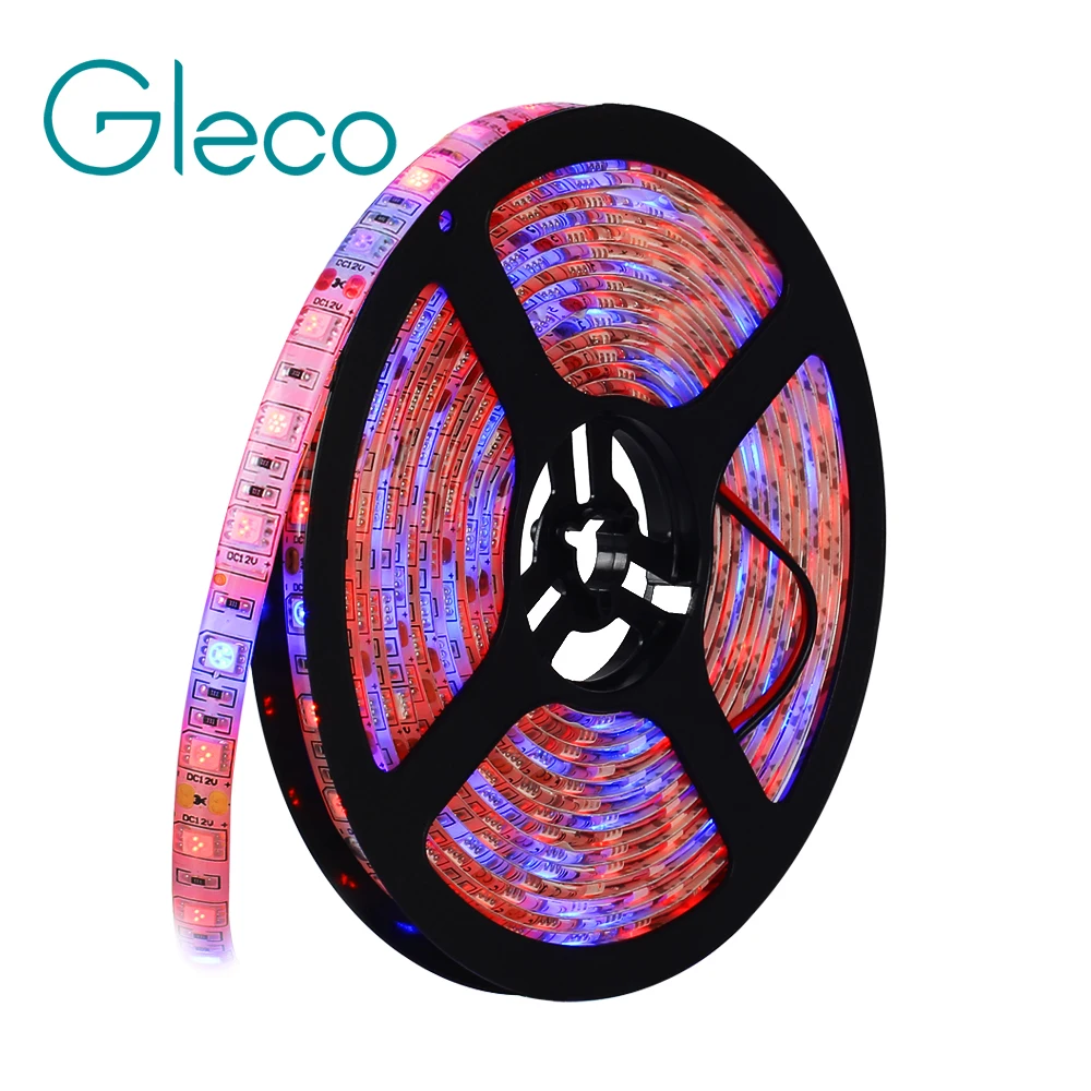 

DC12V LED Grow Light 5M IP65 Waterproof Plant LED Strip 5050 for Greenhouse Hydroponic Aquarium Plant Growth Light