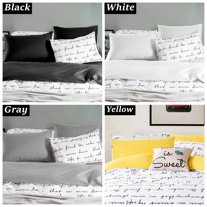 letter pillowcases Valentine's Gift Pillow Case set 2Pcs/Pair 50cmx70cm 50cmx75cm70x70  Decorative Bedding White Black Yellow