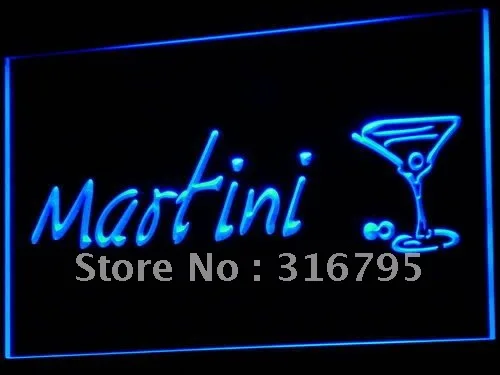 i551 Martini Cocktails Beer Bar Pub LED Neon Light Light Signs On/Off Switch 20+ Colors 5 Sizes