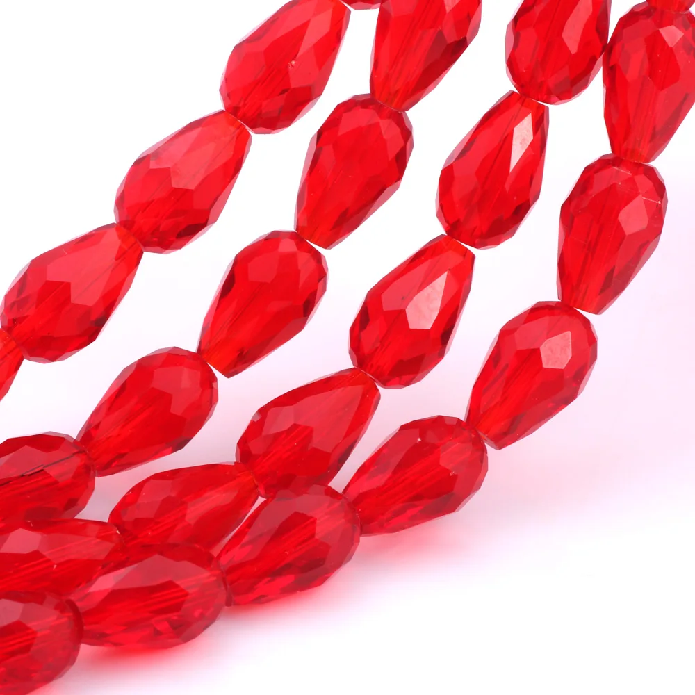 8*11&10*15mm 50/30pcs Waterdrop Faceted Austrian Crystal Beads Red Color Teardrop Glass Bead For Jewelry Making Bracelet