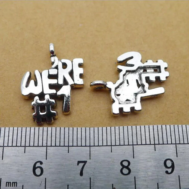 25pcs 16x20mm Antique Silver Alloy We Are No.1 Letter Charm Pendant Jewelry Findings Accessories