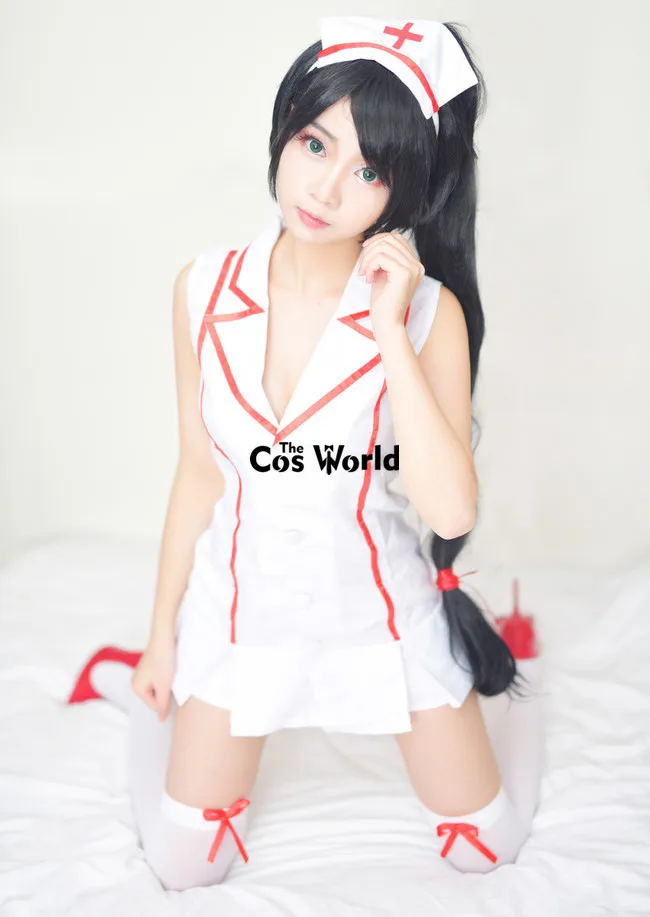 LOL Akali Sexy Nurse V Neck Sleeveless Tops Dress Uniform Outfit Games Cosplay Costumes