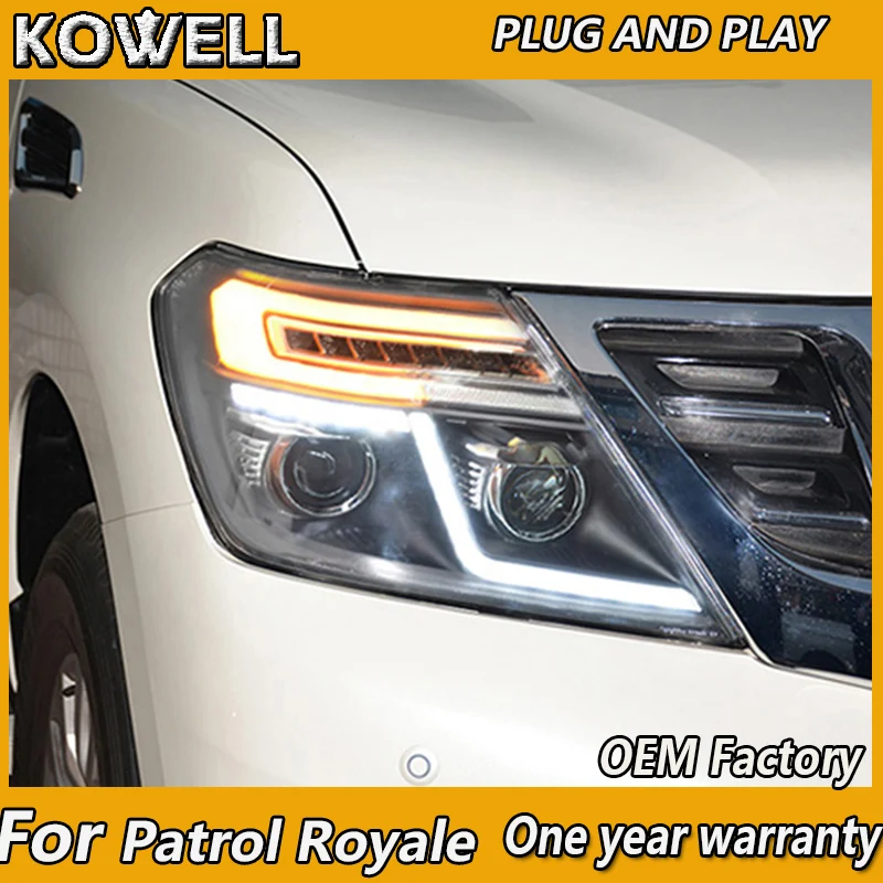 

KOWELL Car Styling 2010-2016 Headlight For NISSAN Patrol Royale LED HeadLighT xenon lens LED car light