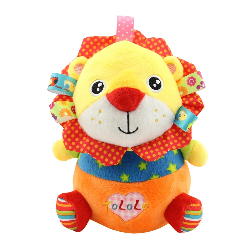 Baby Roly-poly Tumbler Rattle Toy Soft Cartoon Musical Animal Giraffe/Dog/Monkey Lion Plush Stuffed Doll for Newborns Gifts