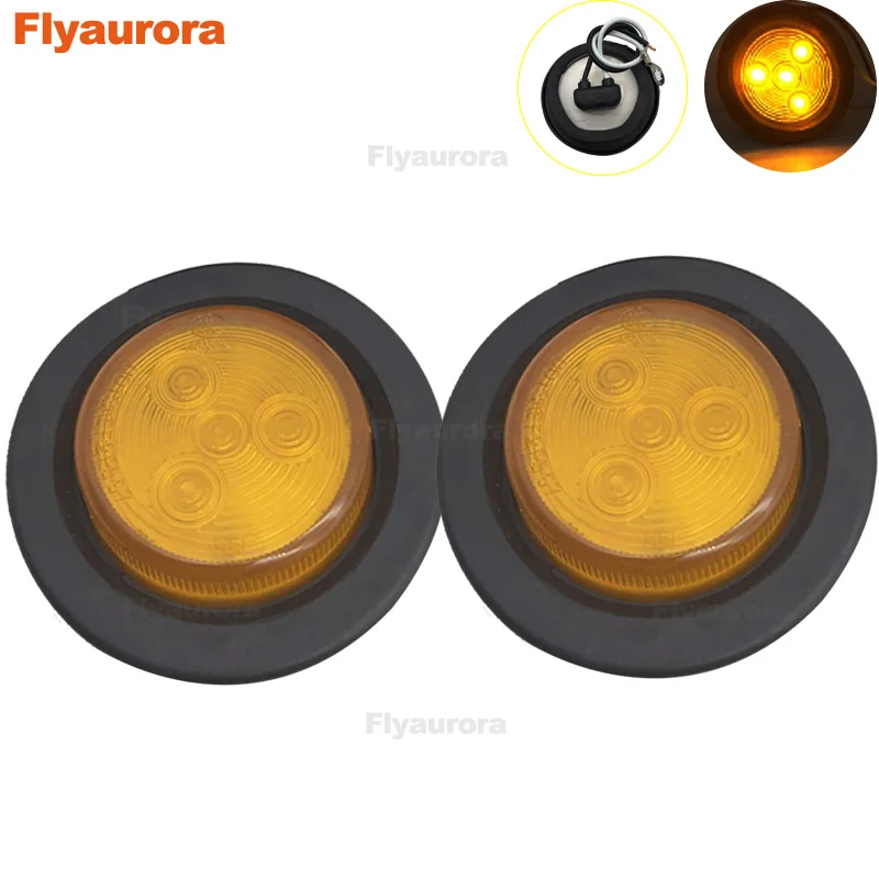 Flyaurora 2pcs 2 LEDs Car LED Rear Tail Lights Stop Brake Light for Truck Trailer Vehicles 12V  Side Lamp Red Yellow