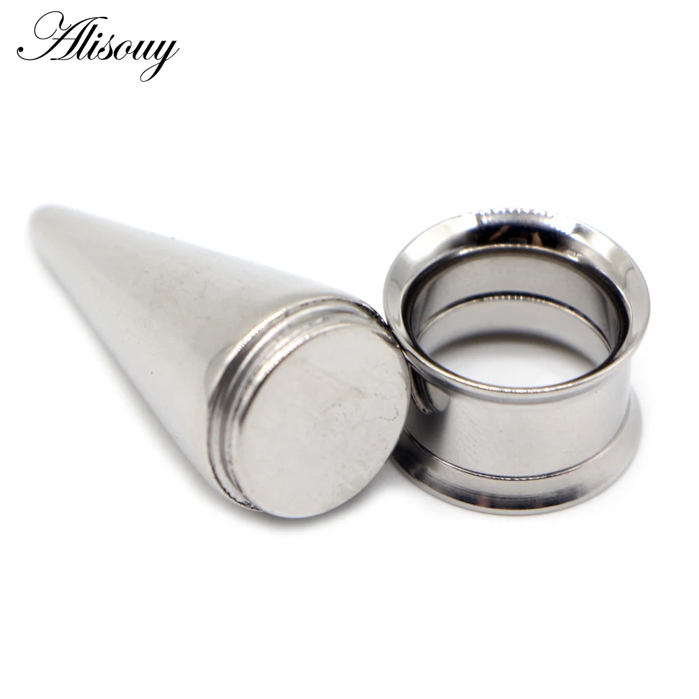 Alisouy 2PCS Stainless Steel Ear Plug Taper Tunnel Gauges Set, 2 in 1 Ear Expander Stretching Screw Kit Piercing Body Jewelry