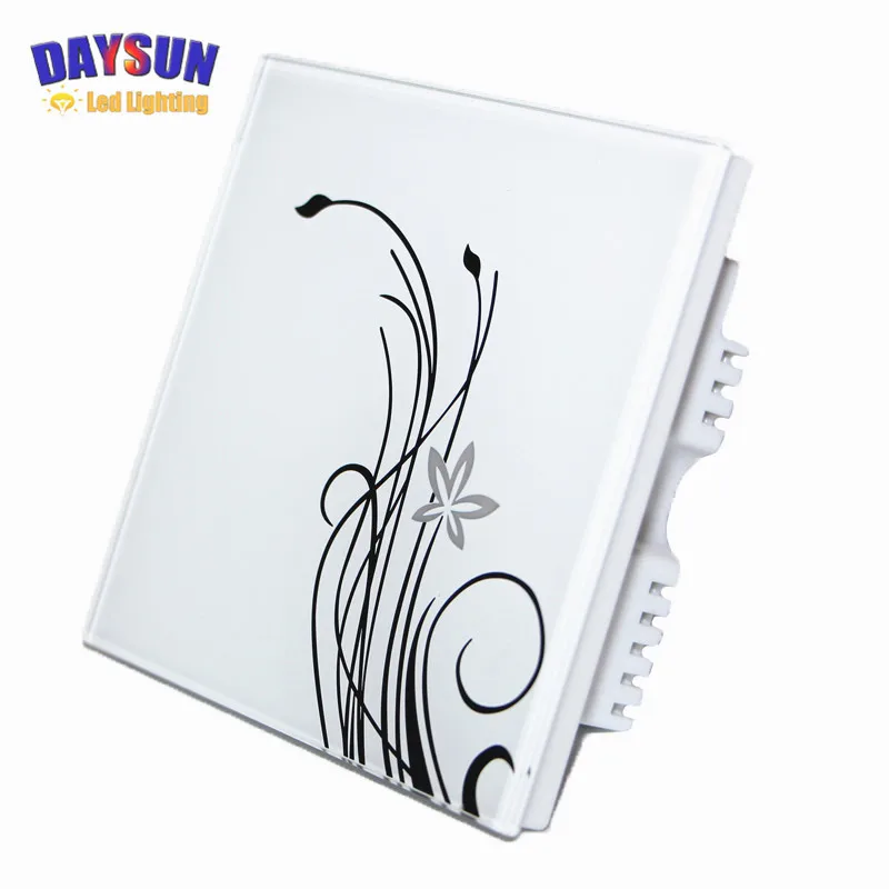 New Touch Switch White Crystal Glass Panel 1gang 2way Light Switch AC110-265V Wall Touching Switch 86mm*86mm Luxury Switch