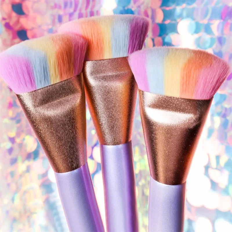 New Unicorn Rainbow Highlighter Brush Wet Foundation Contour Brush Beginner Makeup Brush with Box Gift