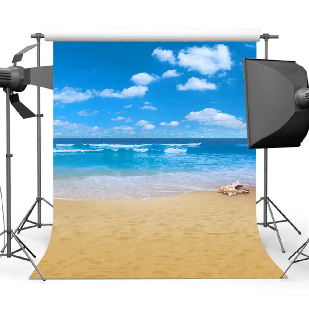 Mocsicka Blue Sky Sea Photography Backdrop Summer Sandy Beach Holiday Background for Photo Studio vinyl floor