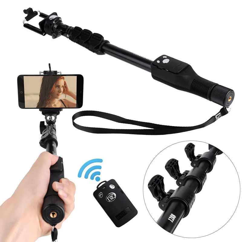 Tripod 4 In 1 Yunteng 1288 Bluetooth Extendable Selfie Stick Handheld Yt-1288 Monopod for Xiaomi Yi Gopro Sj4000 Iphone Camera