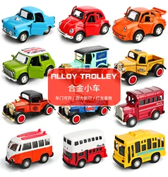 Alloy Trolley Music Light Back Force Car Inertial pull back Truck Bus Racing Toy SUV Car Vehicle toy Boy Girls Gift kids Present