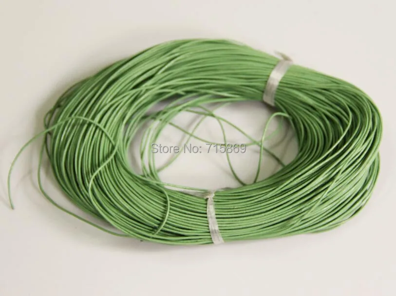 Free shipping 100 Meters 1mm Lime Green  Round Real  Leather Cord For DIY Bracelet and Necklace Rope