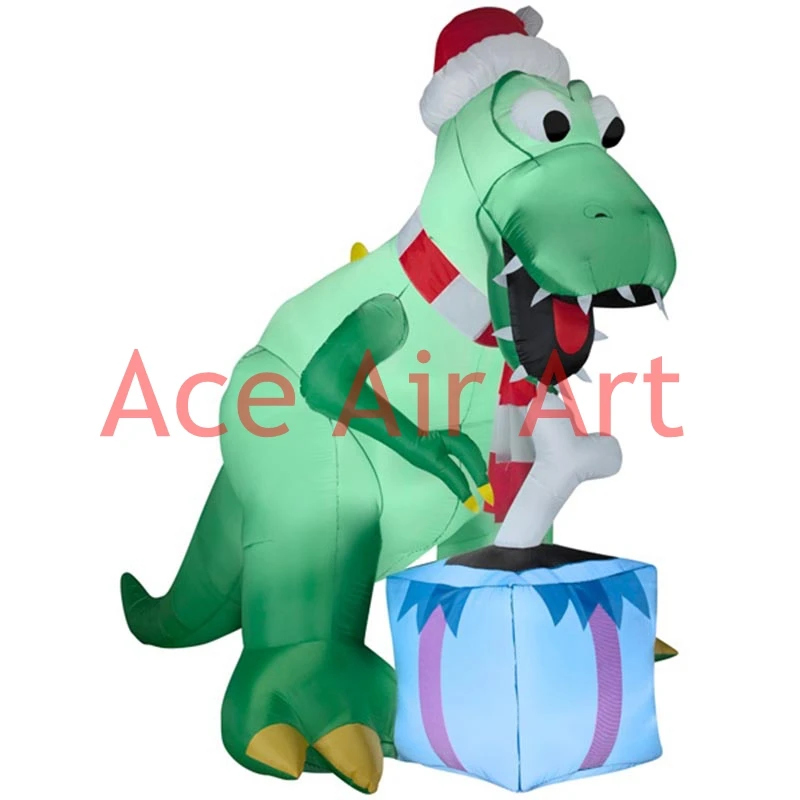 4mH or custom outdoor Christmas party prop decoration inflatable Christmas brontosaur with gifts