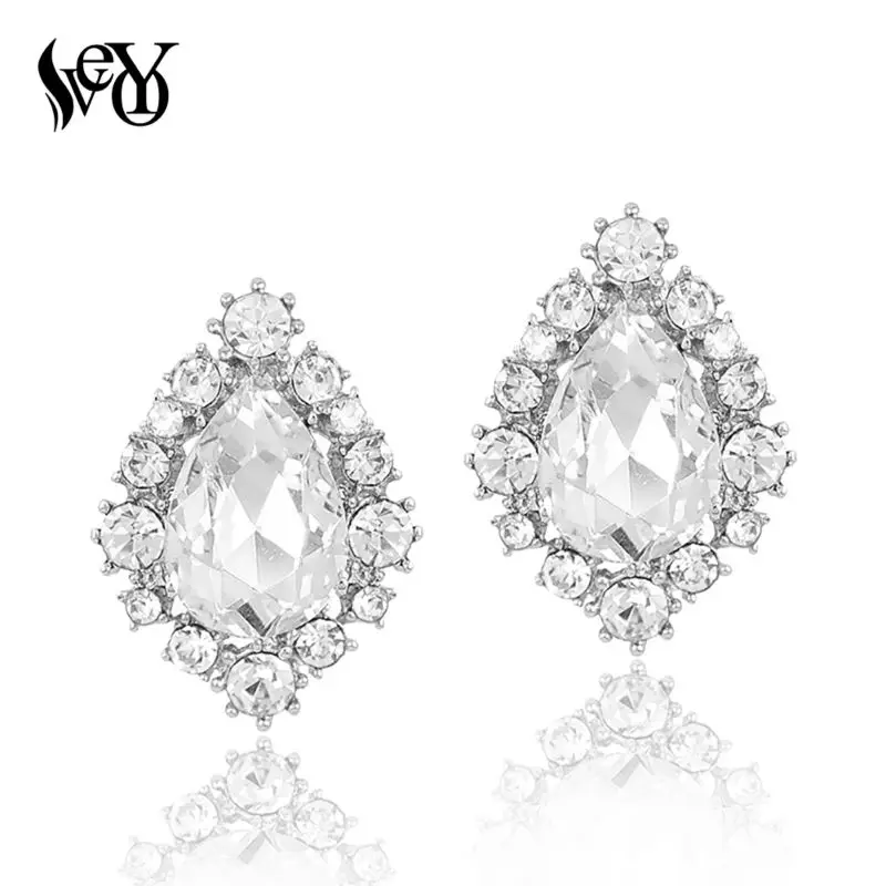 VEYO Round Crystal Stud Earrings for Women Stylish Pendientes Hot Sale Free Shipping Fashion Jewelry