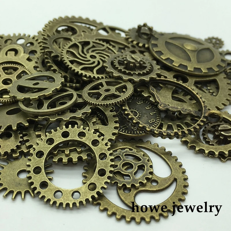 Mixed  100g  steampunk gears and cogs clock hands  Charm  Antique bronze   Fit Bracelets Necklace DIY Metal Jewelry Making