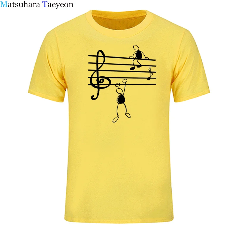 Music Notes Funny Print T-shirt Men Summer Style Cotton Short Sleeve O-Neck T Shirt Funny Tee Mans Top Clothing