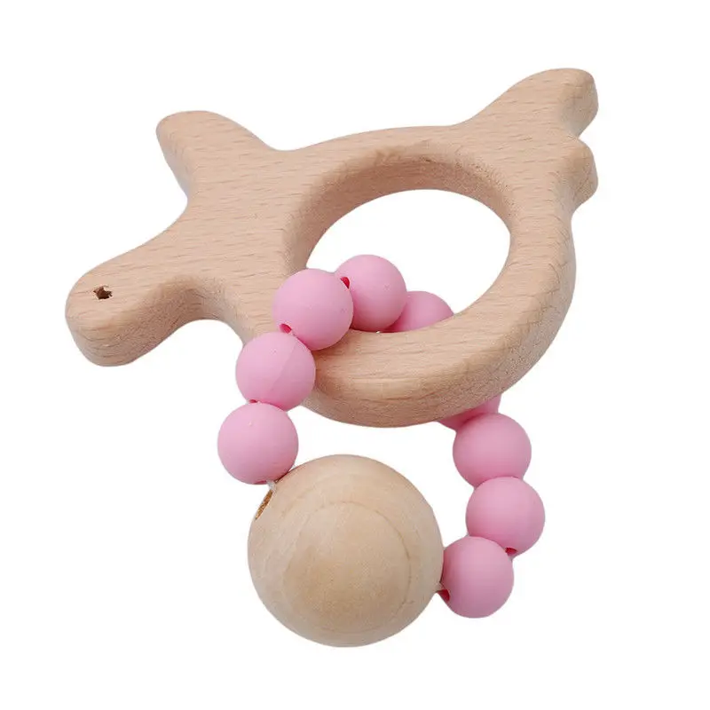 Cute Baby Nursing Bracelets Wooden Teether Crochet Chew Beads Teething Wood Rattles Toys Teether Montessori Bracelets