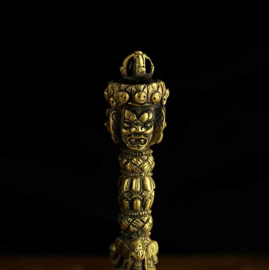 Tibetan Buddha Tantric Vajra pestle Tantra Vajrakilaya phurpa alloy coppering Buddhist with base do the old about 17CM