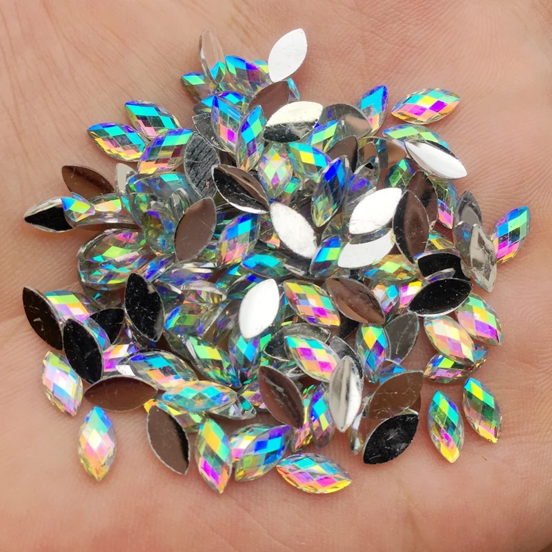 Neue 4*8mm AB Flatback Strass Kristalle Steine Pferd Auge harz Strass Für DIY Kleidung Handwerk 200 stücke-Z350