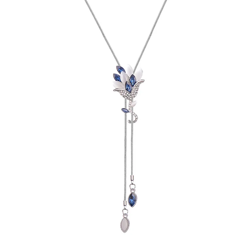 2025 New Flower Tassel Long Necklace Temperament Women Pendant Dress Accessories Sweater Necklace Korean Jewelry