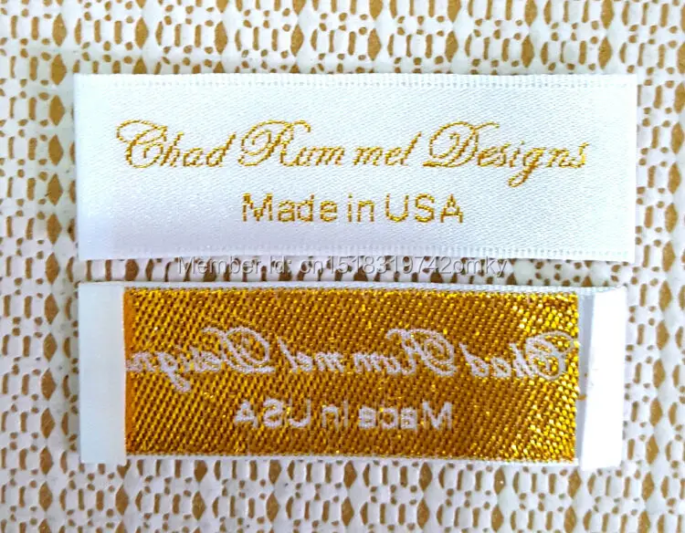 

Custom clothing satin woven labels/garment embroidered tags/golden silver thread collar label/dress labels tags 1000 pcs a lot