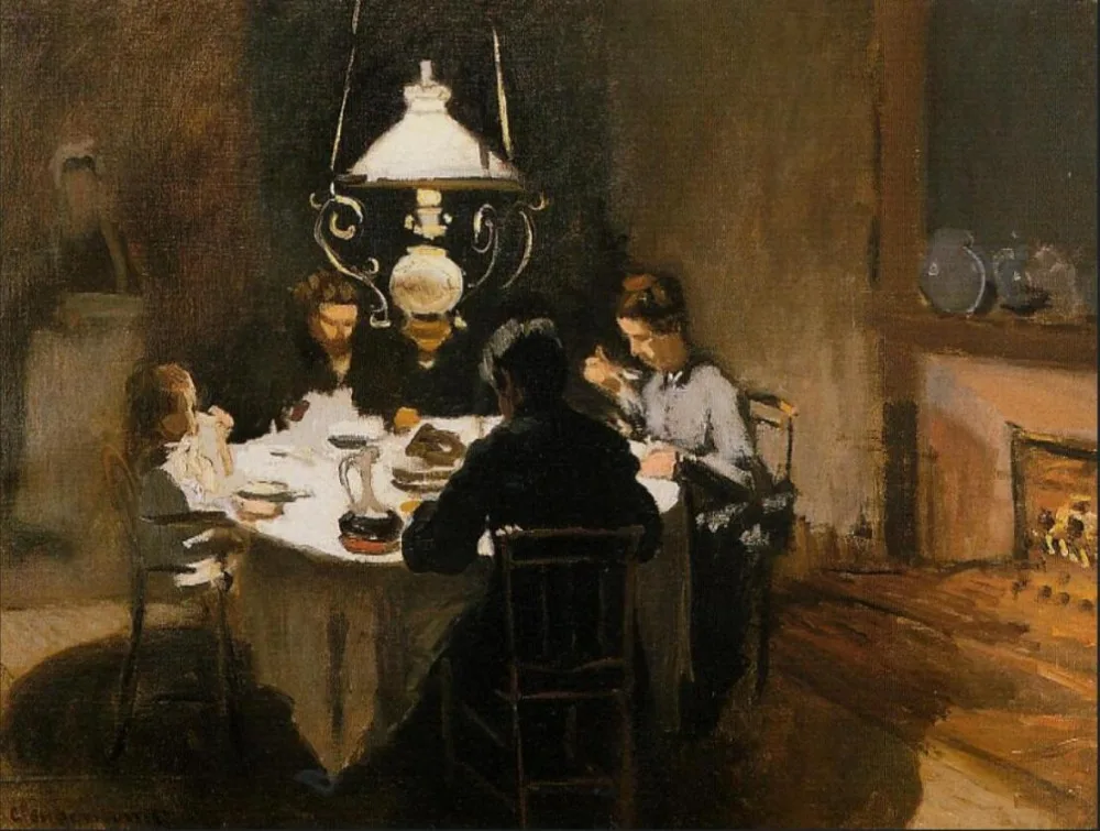 High quality Oil painting Canvas Reproductions The Dinner (1869)  By Claude Monet hand painted